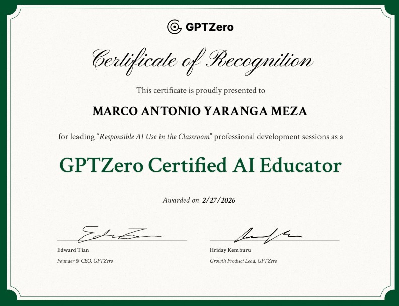 Certificado GPTZero Certified AI Educator — Sciencia Expert